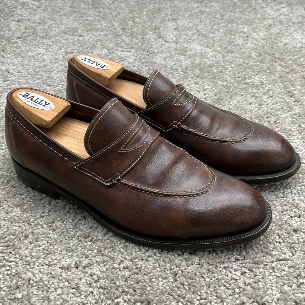 Sutor Mantellassi Brown Leather Slip On Loafers Men’s 8.5 ~ Made in Italy